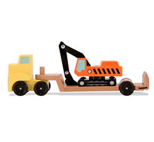 Load image into Gallery viewer, Trailer & Excavator Wooden Vehicles Play Set - Melissa & Doug