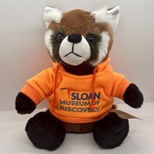 Load image into Gallery viewer, 9" Red Panda Hoodie Plush w/ Sloan Museum of Discovery Logo