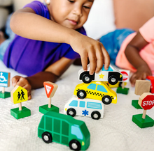 Load image into Gallery viewer, Wooden Vehicles and Traffic Signs - Melissa & Doug