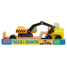 Load image into Gallery viewer, Trailer & Excavator Wooden Vehicles Play Set - Melissa & Doug