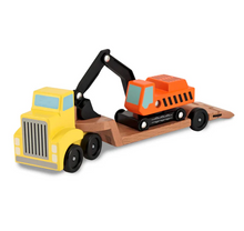 Load image into Gallery viewer, Trailer & Excavator Wooden Vehicles Play Set - Melissa & Doug