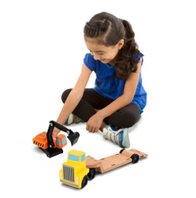 Load image into Gallery viewer, Trailer & Excavator Wooden Vehicles Play Set - Melissa & Doug
