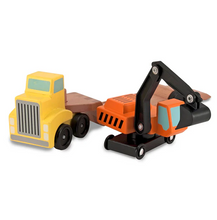 Load image into Gallery viewer, Trailer & Excavator Wooden Vehicles Play Set - Melissa & Doug