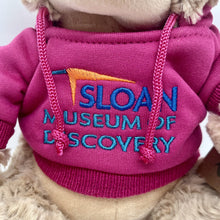 Load image into Gallery viewer, 9" Scruffy Dog Hoodie Plush w/ Sloan Museum of Discovery Logo