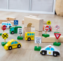 Load image into Gallery viewer, Wooden Vehicles and Traffic Signs - Melissa & Doug