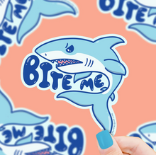 Load image into Gallery viewer, Bite Me Shark Die Cut Vinyl Sticker