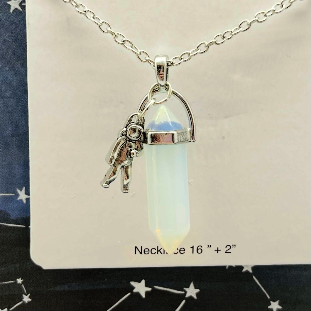 Crystal Pendant with Astronaut Charm Necklace - Choose Your Style!