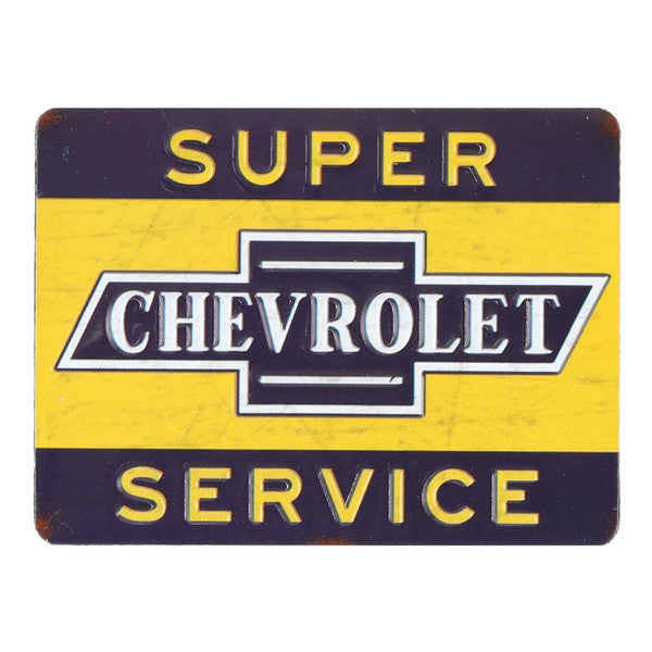 Chevrolet Super Service Embossed Metal Magnet