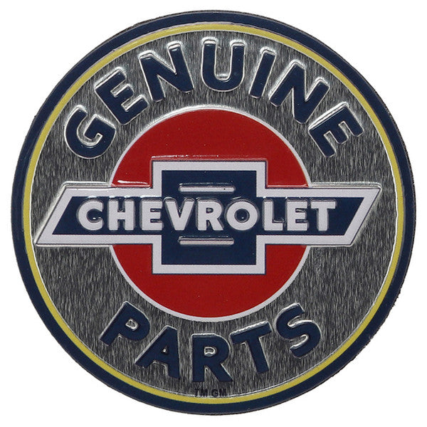 Genuine Chevrolet Parts Round Embossed Metal Magnet
