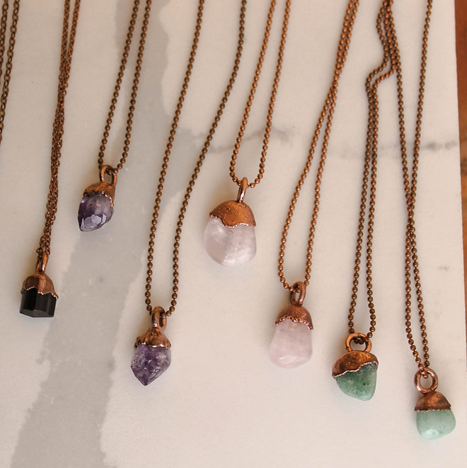 Simple Gem Drop Crystal Necklace - Choose Your Stone