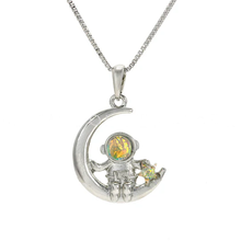 Load image into Gallery viewer, Astronaut on Moon Pendant Necklace
