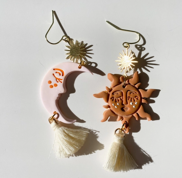 Boho Sun and Moon Earrings