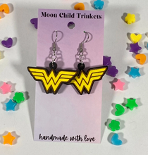 Load image into Gallery viewer, Comic Wonder Woman Hand Painted Dangle Earrings
