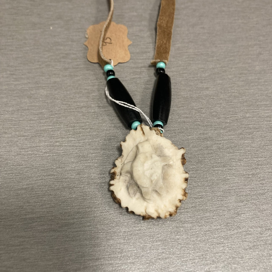 Small Carved Turtle Antler Necklace