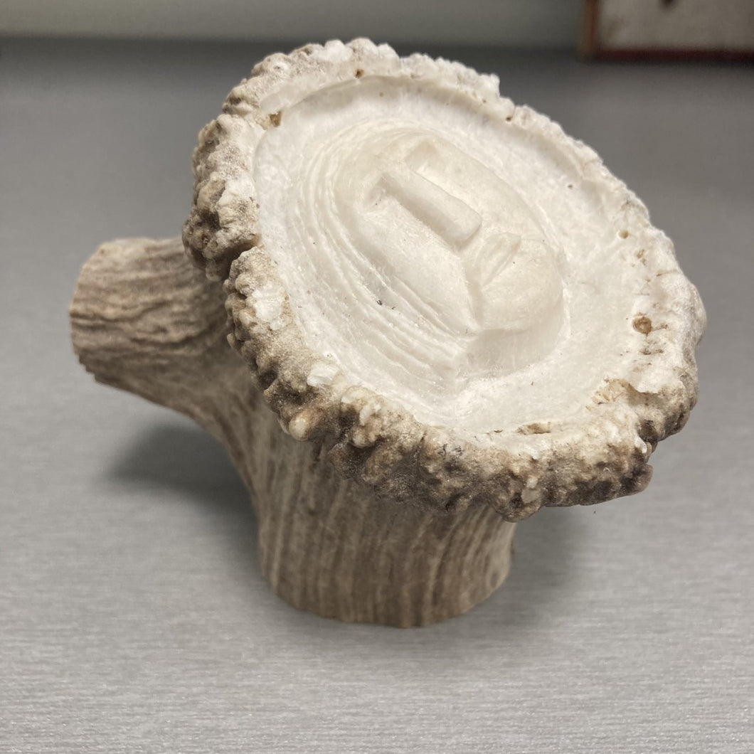 Carved Antler Paperweight with Face