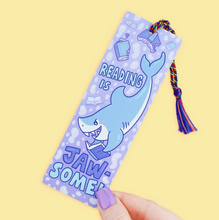 Load image into Gallery viewer, "Reading Is Jawsome" Shark Bookmark with Tassel
