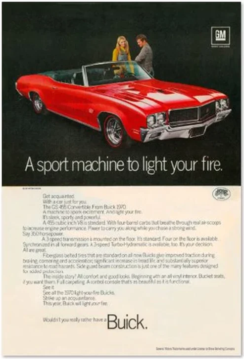 2' x 3' 1970 Buick GS Red Convertible GM Ad Garage Banner