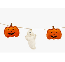Load image into Gallery viewer, Felt Ghost &amp; Pumpkin Garland - 48 in Long
