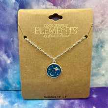 Load image into Gallery viewer, Blue Round Irridecent Space Pendant Necklace - Silver or Gold
