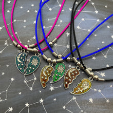 Load image into Gallery viewer, Mood Best Friend Sun &amp; Moon Heart Necklace Set - Choose Your Color!
