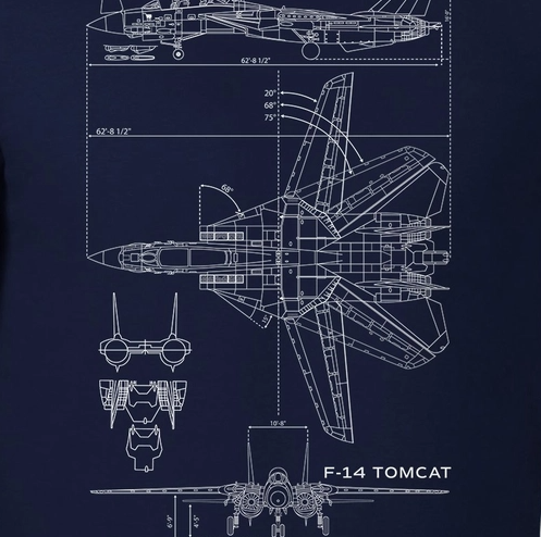 Architee F-14 Tomcat T-Shirt - Navy Blue
