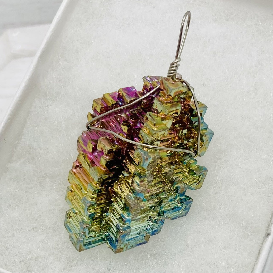 Wire-Wrapped Bismuth Pendant