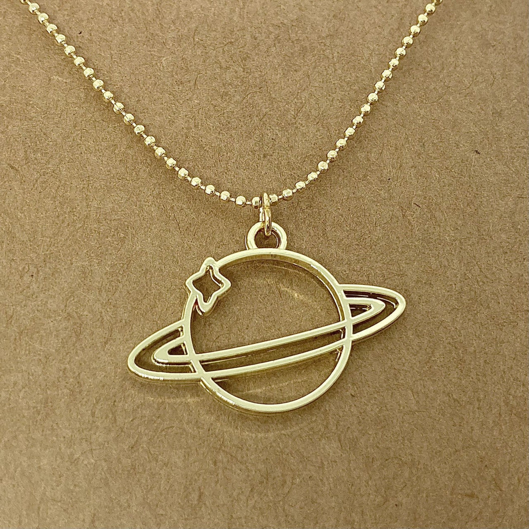 Gold Saturn Necklace